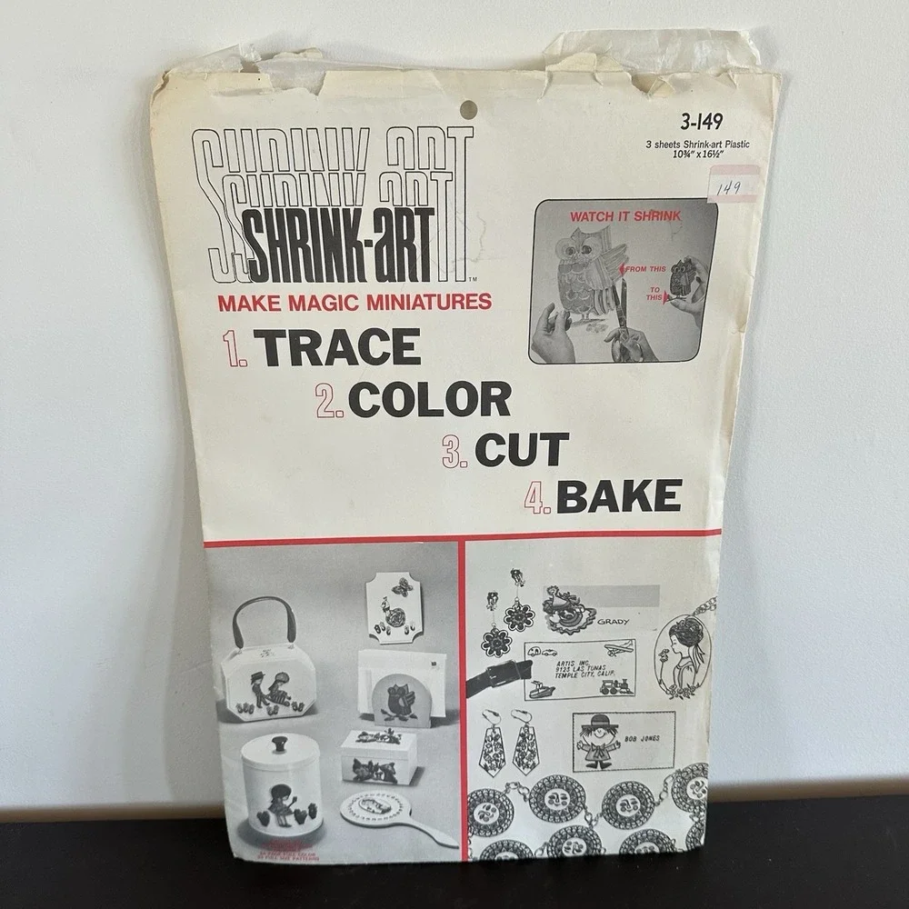 New VTG Shrink Art Shrinky Plastic Crafts Artis‎ Incorporated Original 3 Sheet